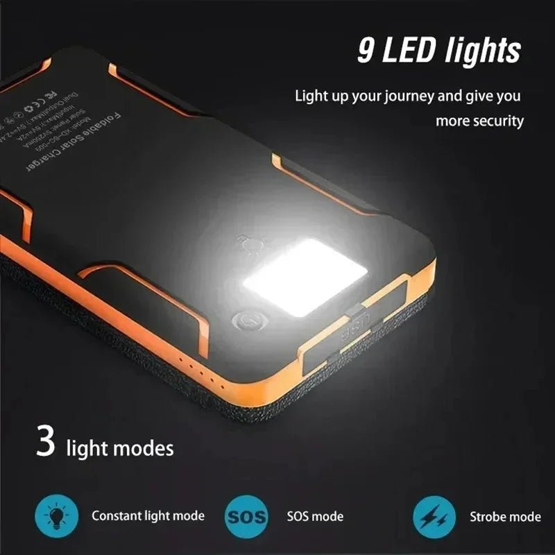 Lenovo LED Solar Power Bank 200000mAh 4 Solar Panels Wireless Charger Portable External Battery Flashlight for Outdoor Travel - PrimeNest