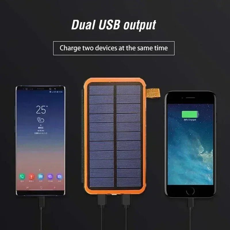 Lenovo LED Solar Power Bank 200000mAh 4 Solar Panels Wireless Charger Portable External Battery Flashlight for Outdoor Travel - PrimeNest