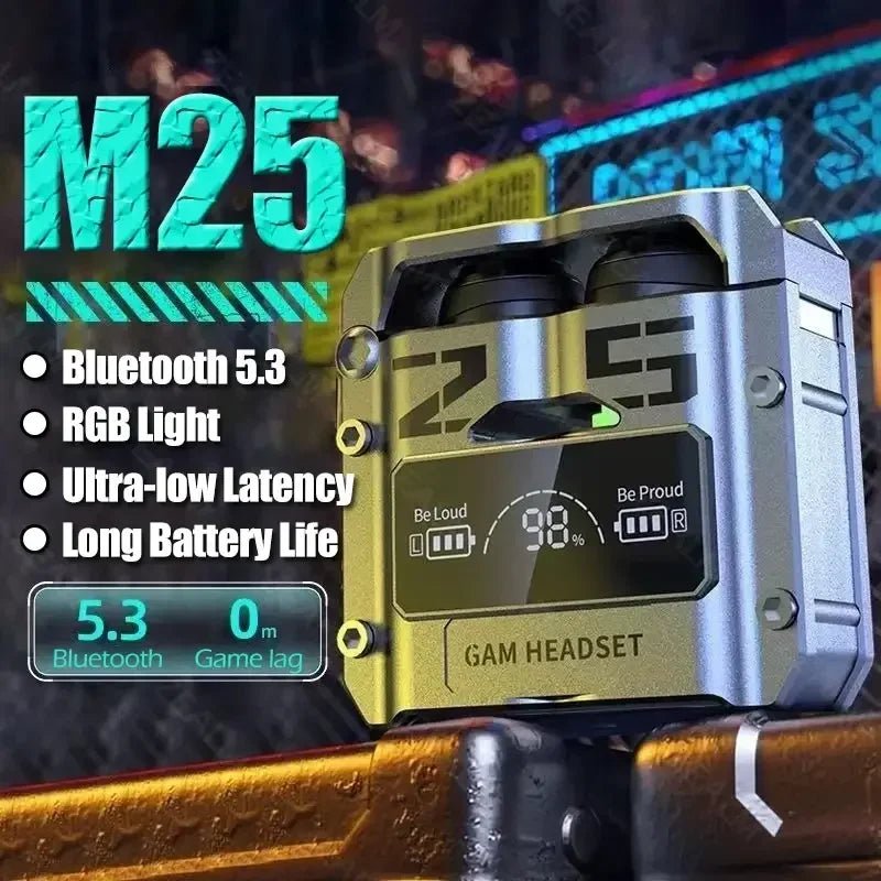 M25 TWS Bluetooth 5.3 Earbuds LED Digital Display Touch Control Wireless Stereo Sound Headphones - PrimeNest