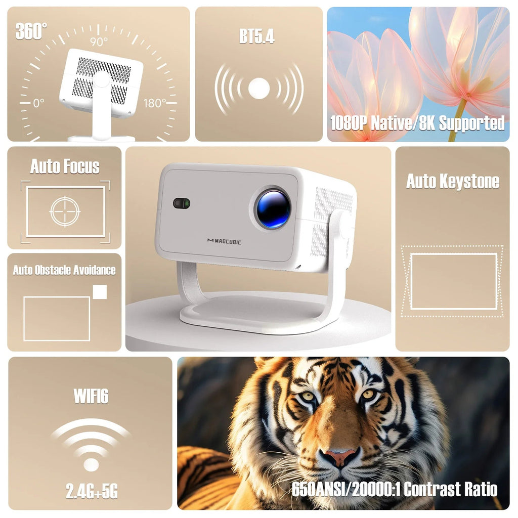 Magcubic Native 1080P 650ANSI 8K Android14 L018 Projector With Auto Keystone Correction Focus Wifi6 BT5.4 Portable Movie Outdoor - PrimeNest