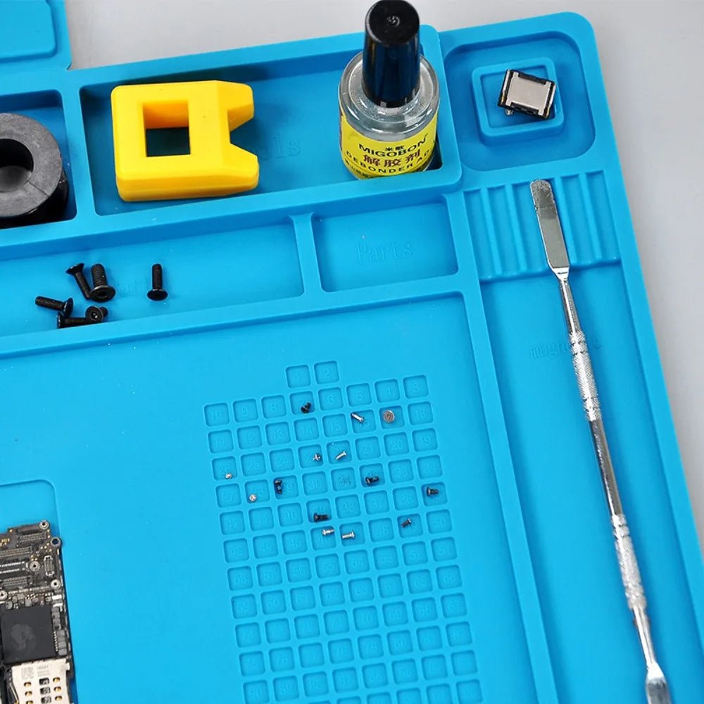 Magnetic Mat Silicone Work Mat Soldering Station Mat Heat Resistant 932°F Anti-Static for Electronic Phone Laptop Watch Repair - PrimeNest
