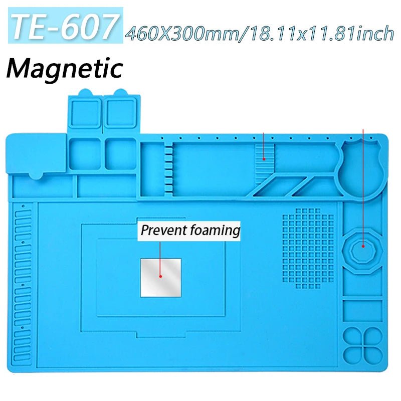 Magnetic Mat Silicone Work Mat Soldering Station Mat Heat Resistant 932°F Anti-Static for Electronic Phone Laptop Watch Repair - PrimeNest