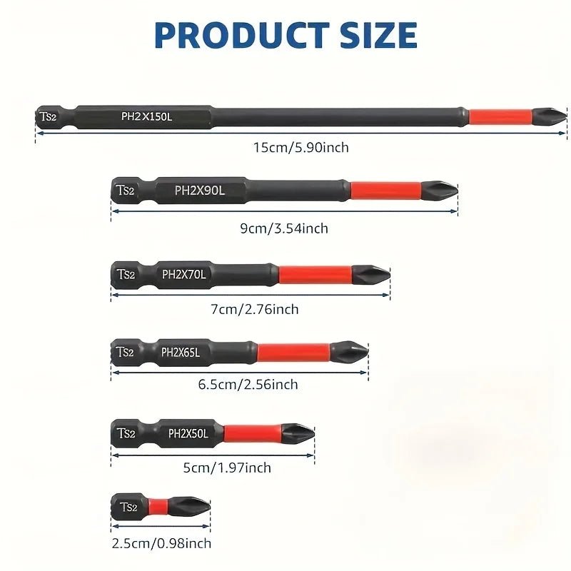 Magnetic Non-Slip Drill Bit Set 3/6/12 Pieces, S2 Steel, Crosshead and Impact Drill Bits, Suitable for Electric and Hand Drivers - PrimeNest
