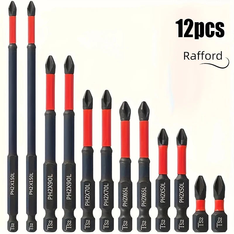 Magnetic Non-Slip Drill Bit Set 3/6/12 Pieces, S2 Steel, Crosshead and Impact Drill Bits, Suitable for Electric and Hand Drivers - PrimeNest