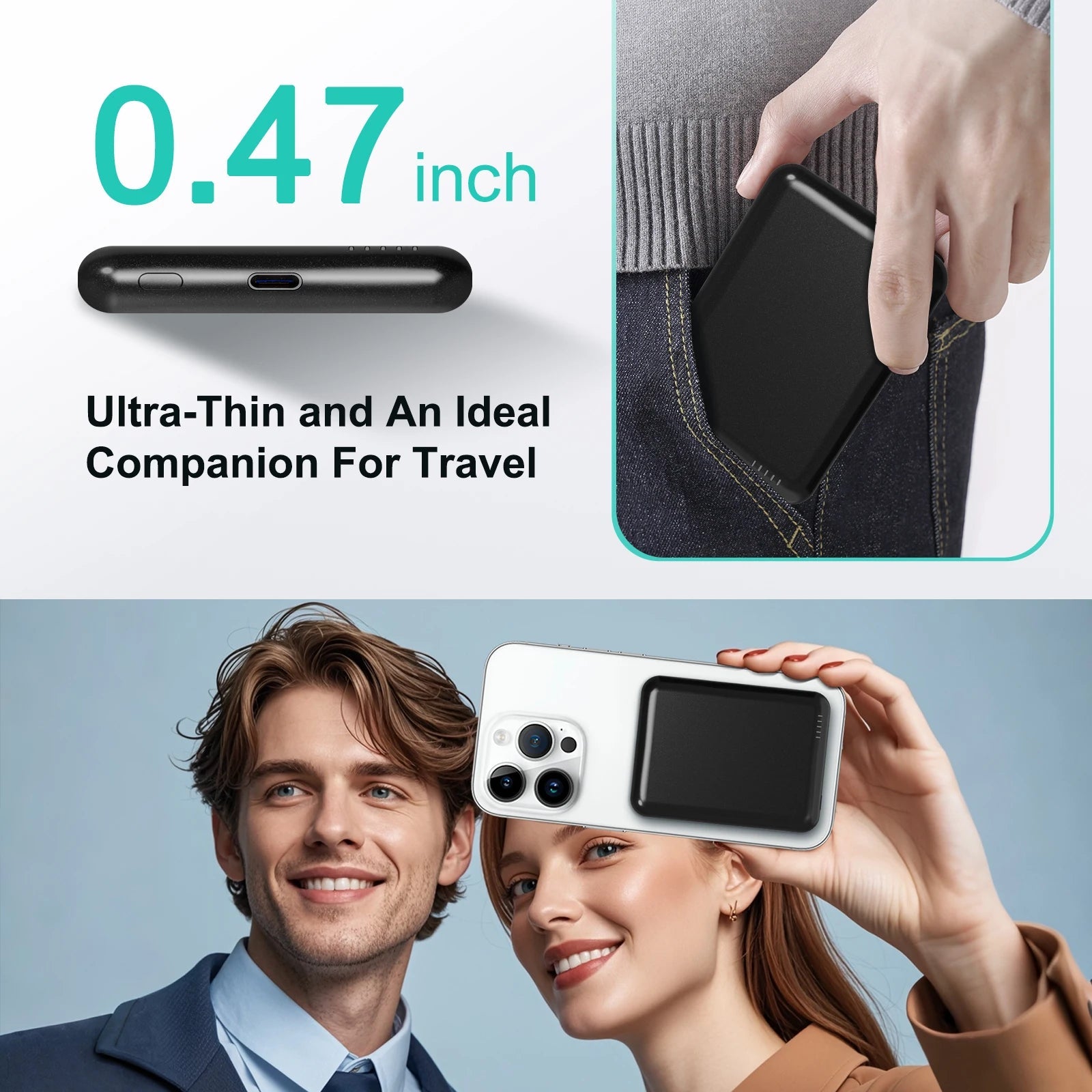 Magnetic Power Bank Portable 5000mAh Wireless Charger 20W With USB-C Cable For IPhone 16/15/14/13/12 Pro/Pro Max/Plus/Mini - PrimeNest