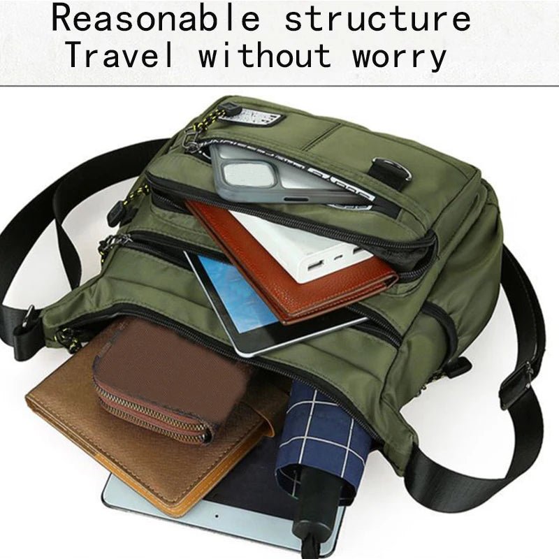 Men's cross-body bag with multi-layered pockets, adjustable shoulder strap, business single-shoulder bag - PrimeNest