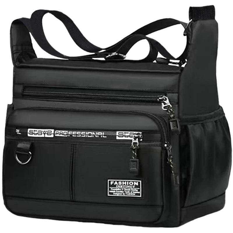 Men's cross-body bag with multi-layered pockets, adjustable shoulder strap, business single-shoulder bag - PrimeNest