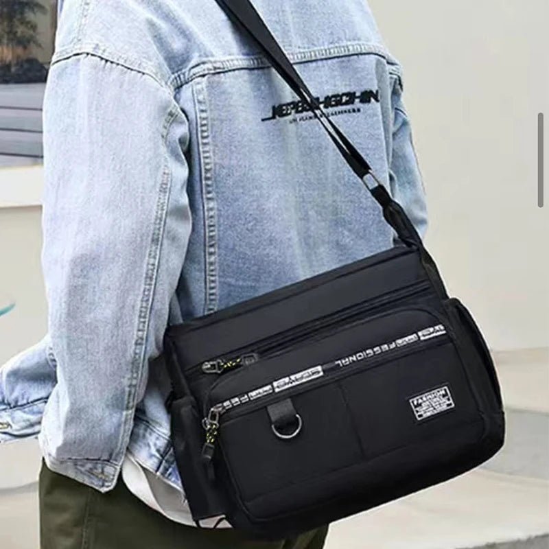 Men's cross-body bag with multi-layered pockets, adjustable shoulder strap, business single-shoulder bag - PrimeNest