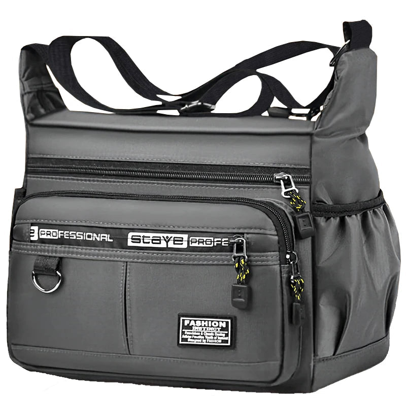 Men's cross-body bag with multi-layered pockets, adjustable shoulder strap, business single-shoulder bag - PrimeNest