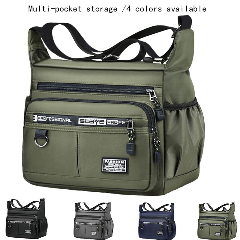 Men's cross-body bag with multi-layered pockets, adjustable shoulder strap, business single-shoulder bag - PrimeNest