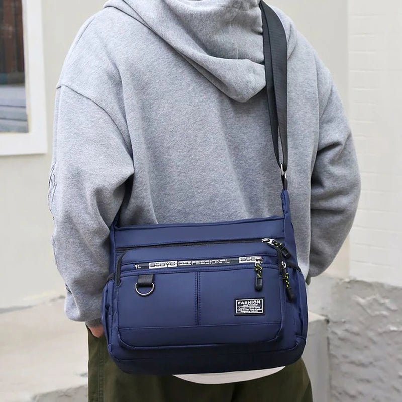 Men's cross-body bag with multi-layered pockets, adjustable shoulder strap, business single-shoulder bag - PrimeNest