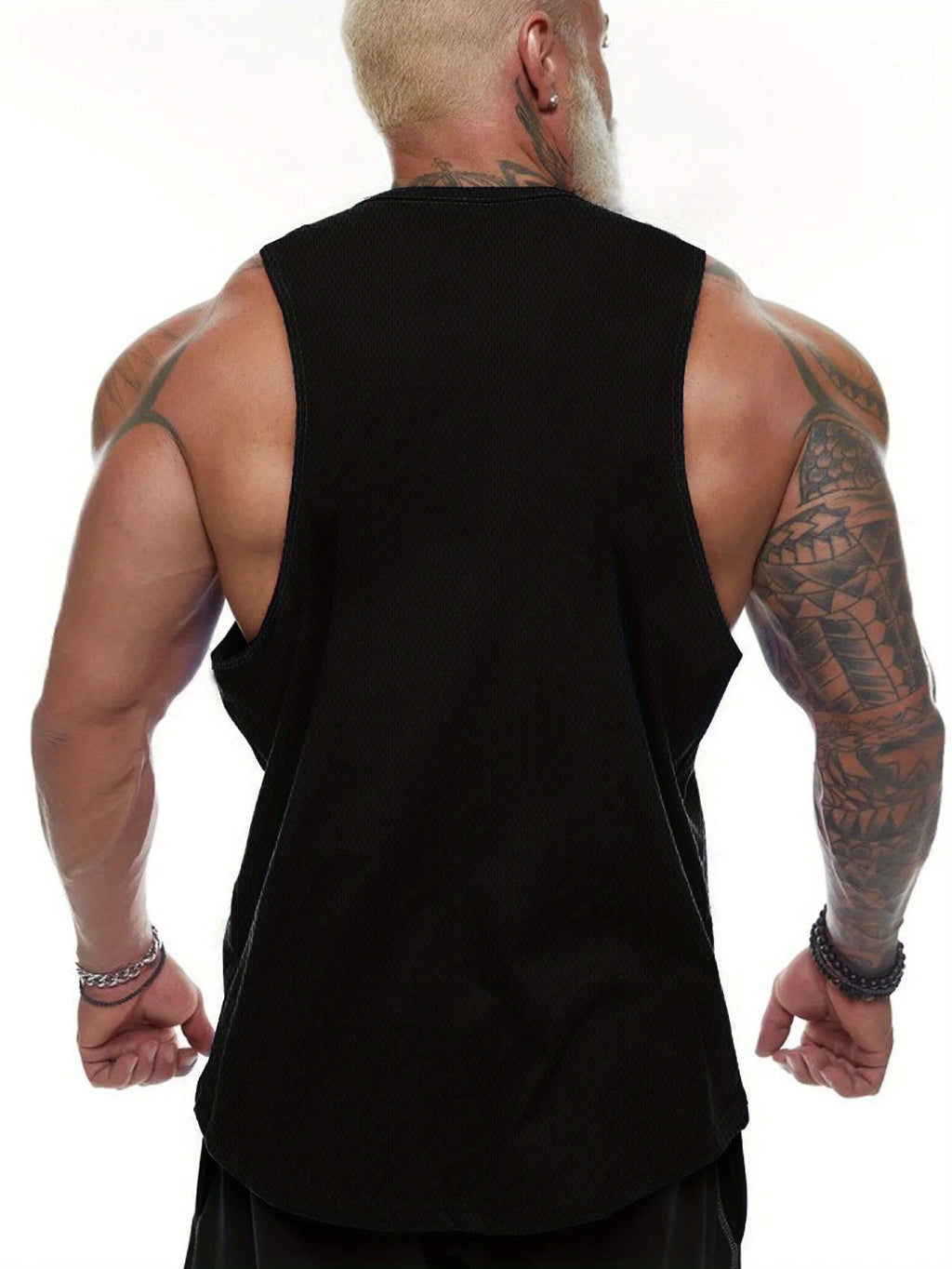 Men's fitness vest with fitness-themed patterns - breathable polyester, sleeveless sports outfit - PrimeNest