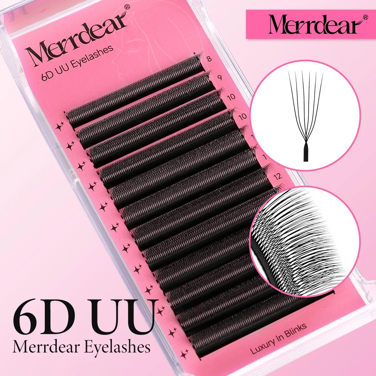 Merrdear 3D/4D/5D/6D U Eyelashes 8-15mm Mixed Length U Design Without Scattering Roots Extensiones De Pestanas for Beauty Makeup - PrimeNest