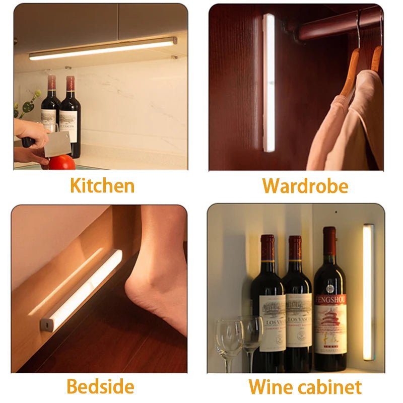 Motion Sensor Light Wireless LED Night Light Type C Rechargeable Light Cabinet Wardrobe Lamp Staircase Backlight For Kitchen LED - PrimeNest