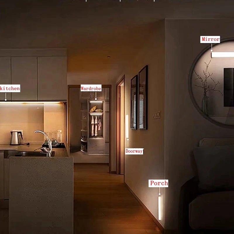 Motion Sensor Light Wireless LED Night Light Type C Rechargeable Light Cabinet Wardrobe Lamp Staircase Backlight For Kitchen LED - PrimeNest