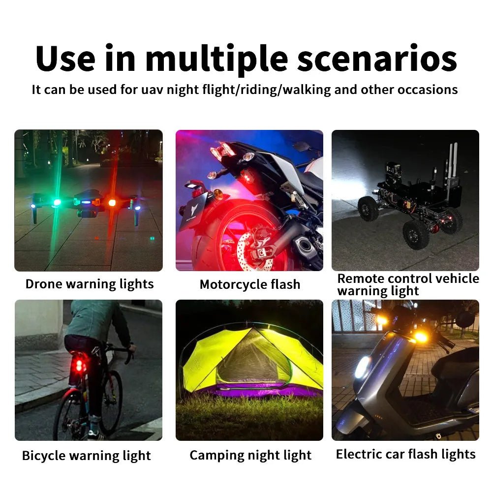 Motorcycle Light Drone Strobe Light 7 Color Mini USB LED Anti-Collision Bike Aircraft Night Flying Flashing Warning Signal Light - PrimeNest