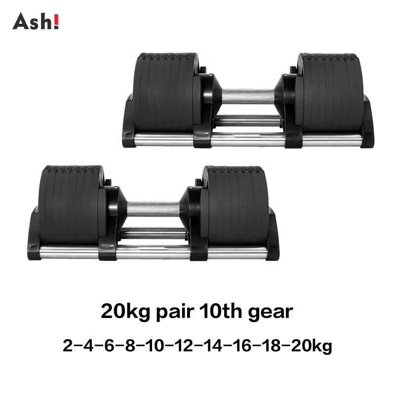 Multi-Color Adjustable Dumbbell Set, 2KG(5LB) or 4KG(9LB) Increment, Up to 50KG(110LB), Fast Adjustable Dumbbells for Home Gym - PrimeNest