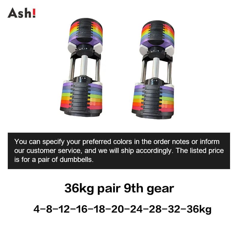 Multi-Color Adjustable Dumbbell Set, 2KG(5LB) or 4KG(9LB) Increment, Up to 50KG(110LB), Fast Adjustable Dumbbells for Home Gym - PrimeNest