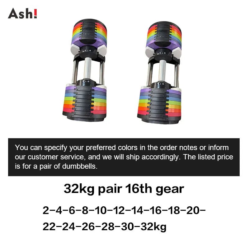 Multi-Color Adjustable Dumbbell Set, 2KG(5LB) or 4KG(9LB) Increment, Up to 50KG(110LB), Fast Adjustable Dumbbells for Home Gym - PrimeNest