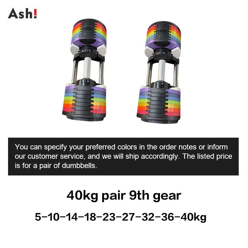 Multi-Color Adjustable Dumbbell Set, 2KG(5LB) or 4KG(9LB) Increment, Up to 50KG(110LB), Fast Adjustable Dumbbells for Home Gym - PrimeNest