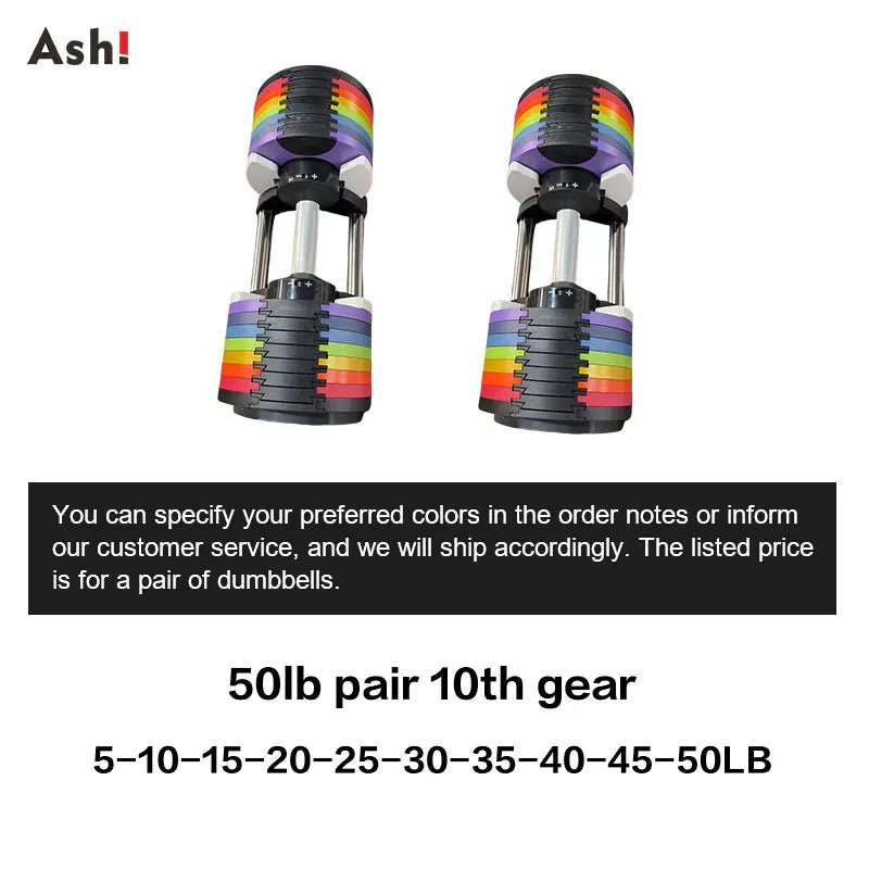Multi-Color Adjustable Dumbbell Set, 2KG(5LB) or 4KG(9LB) Increment, Up to 50KG(110LB), Fast Adjustable Dumbbells for Home Gym - PrimeNest