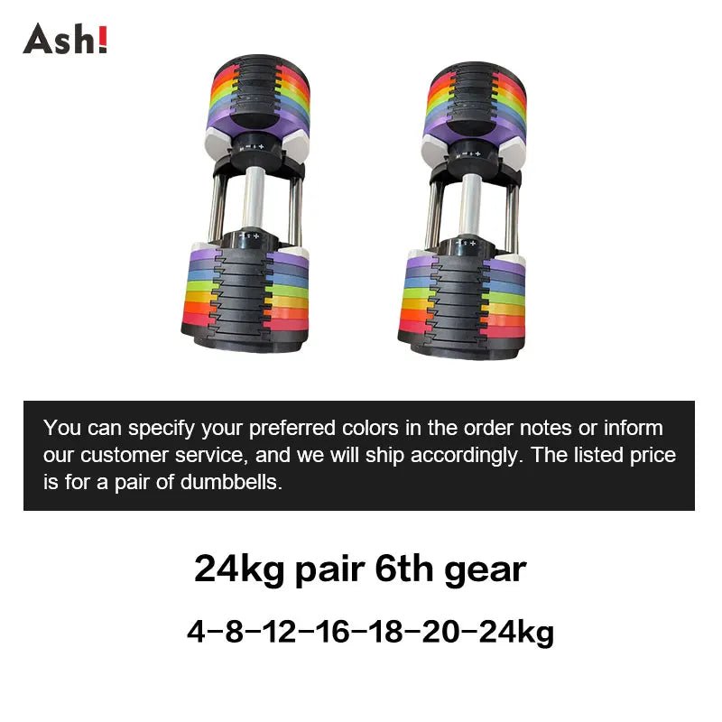 Multi-Color Adjustable Dumbbell Set, 2KG(5LB) or 4KG(9LB) Increment, Up to 50KG(110LB), Fast Adjustable Dumbbells for Home Gym - PrimeNest