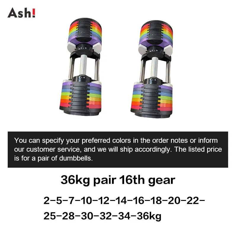 Multi-Color Adjustable Dumbbell Set, 2KG(5LB) or 4KG(9LB) Increment, Up to 50KG(110LB), Fast Adjustable Dumbbells for Home Gym - PrimeNest