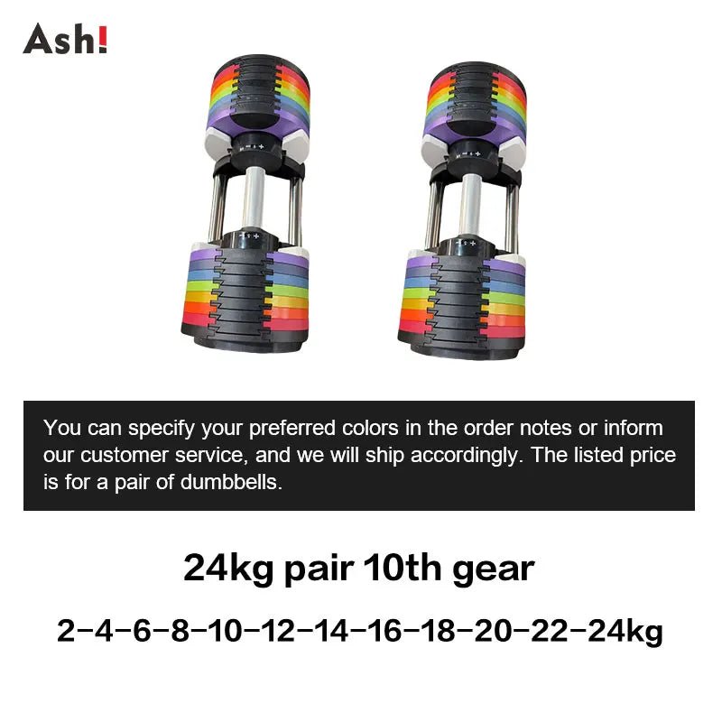 Multi-Color Adjustable Dumbbell Set, 2KG(5LB) or 4KG(9LB) Increment, Up to 50KG(110LB), Fast Adjustable Dumbbells for Home Gym - PrimeNest