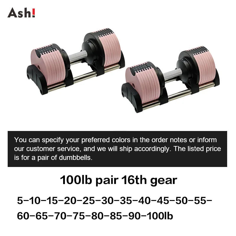 Multi-Color Adjustable Dumbbell Set, 2KG(5LB) or 4KG(9LB) Increment, Up to 50KG(110LB), Fast Adjustable Dumbbells for Home Gym - PrimeNest