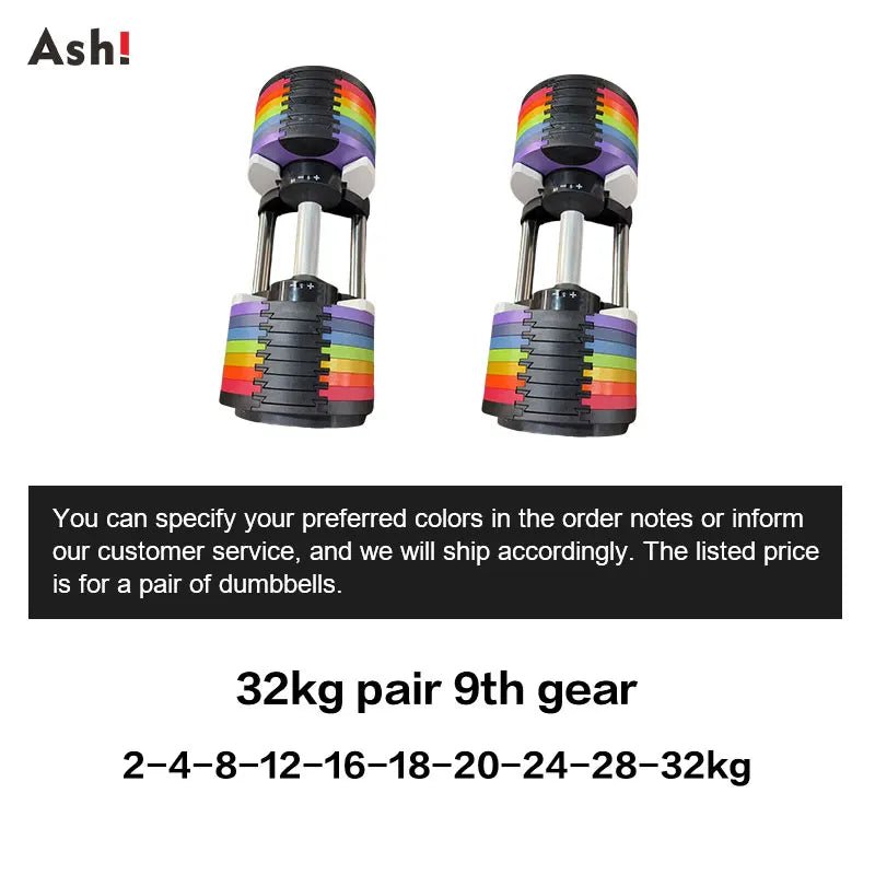 Multi-Color Adjustable Dumbbell Set, 2KG(5LB) or 4KG(9LB) Increment, Up to 50KG(110LB), Fast Adjustable Dumbbells for Home Gym - PrimeNest