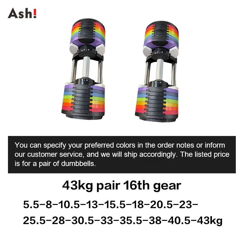 Multi-Color Adjustable Dumbbell Set, 2KG(5LB) or 4KG(9LB) Increment, Up to 50KG(110LB), Fast Adjustable Dumbbells for Home Gym - PrimeNest