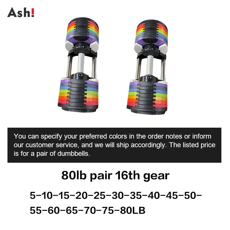 Multi-Color Adjustable Dumbbell Set, 2KG(5LB) or 4KG(9LB) Increment, Up to 50KG(110LB), Fast Adjustable Dumbbells for Home Gym - PrimeNest