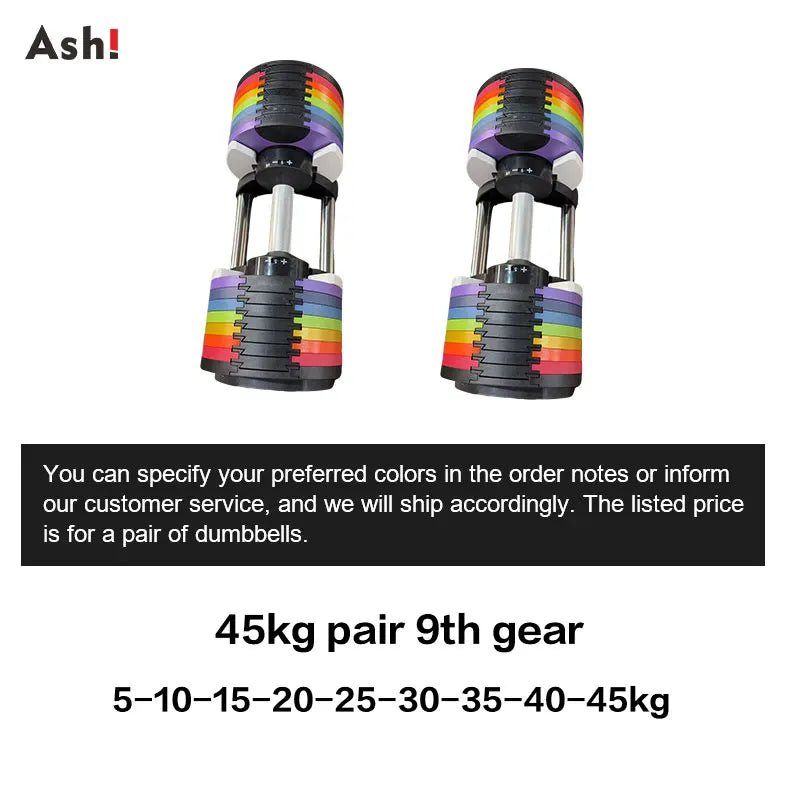 Multi-Color Adjustable Dumbbell Set, 2KG(5LB) or 4KG(9LB) Increment, Up to 50KG(110LB), Fast Adjustable Dumbbells for Home Gym - PrimeNest