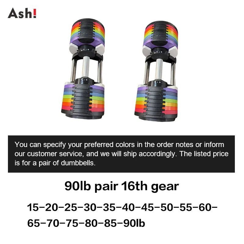 Multi-Color Adjustable Dumbbell Set, 2KG(5LB) or 4KG(9LB) Increment, Up to 50KG(110LB), Fast Adjustable Dumbbells for Home Gym - PrimeNest