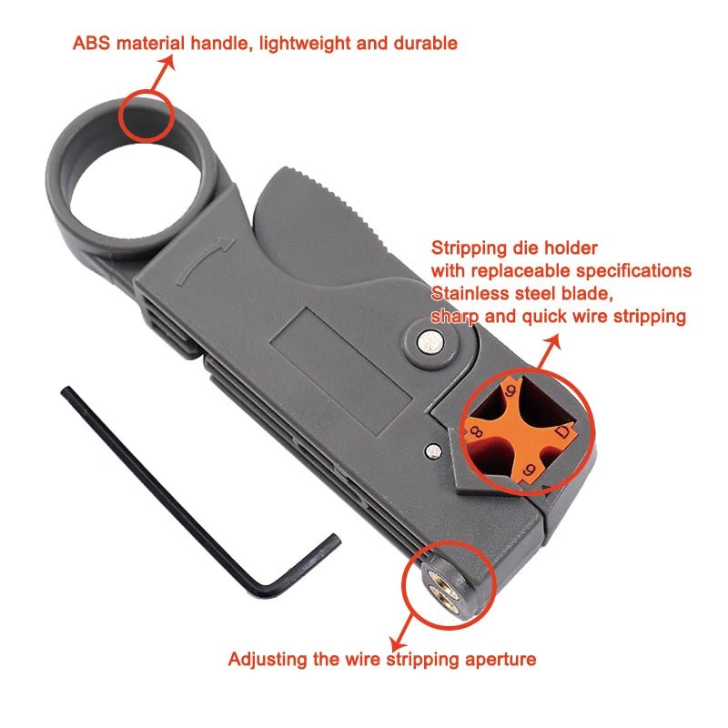 Multifunctional Coaxial Cable Stripper Wire Stripper Network Wire Clipper Video Wire Rotary Peeling Network Tool - PrimeNest
