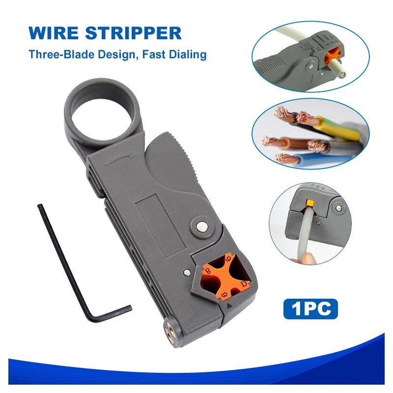 Multifunctional Coaxial Cable Stripper Wire Stripper Network Wire Clipper Video Wire Rotary Peeling Network Tool - PrimeNest