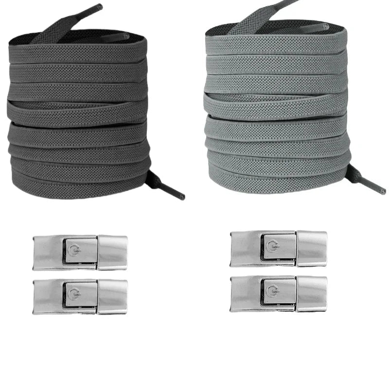 New Without Ties Elastic Laces No Tie Shoe Laces Press Lock Shoelaces Sneaker Kids Adult 8MM Widened Flat Shoelace for Shoes - PrimeNest