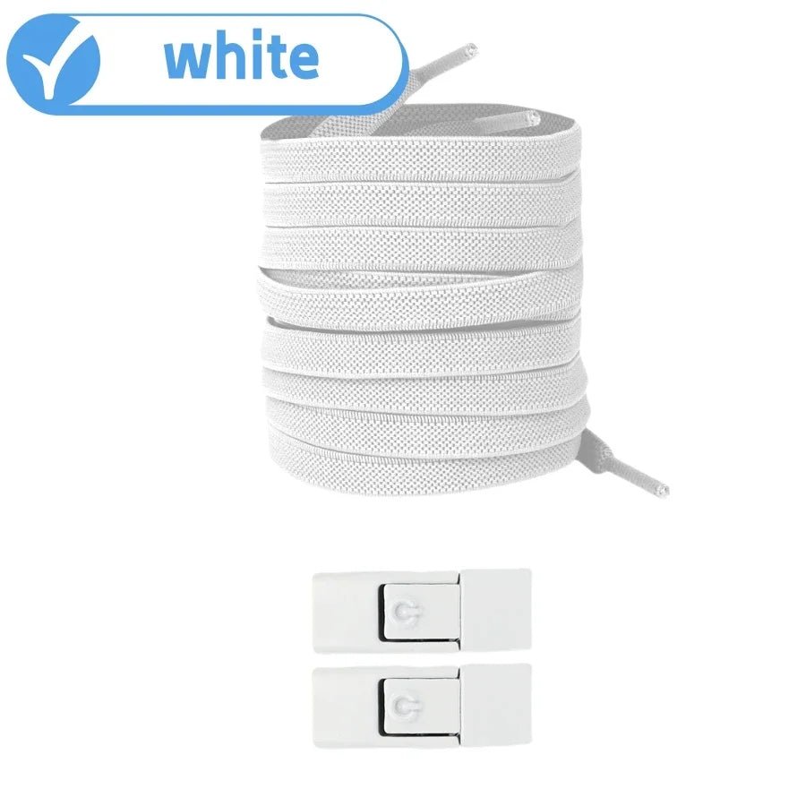 New Without Ties Elastic Laces No Tie Shoe Laces Press Lock Shoelaces Sneaker Kids Adult 8MM Widened Flat Shoelace for Shoes - PrimeNest