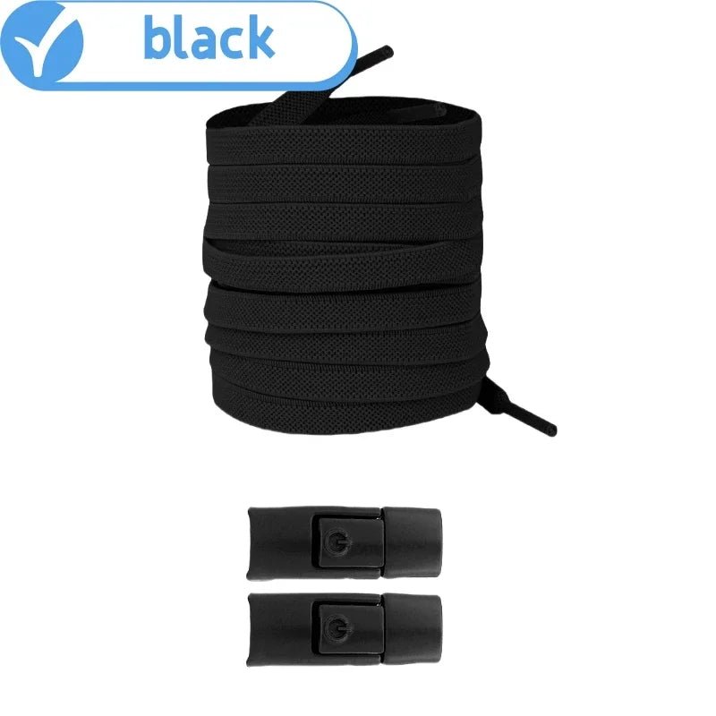 New Without Ties Elastic Laces No Tie Shoe Laces Press Lock Shoelaces Sneaker Kids Adult 8MM Widened Flat Shoelace for Shoes - PrimeNest