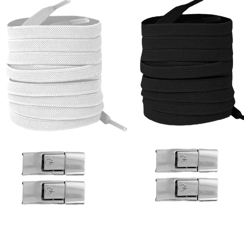 New Without Ties Elastic Laces No Tie Shoe Laces Press Lock Shoelaces Sneaker Kids Adult 8MM Widened Flat Shoelace for Shoes - PrimeNest