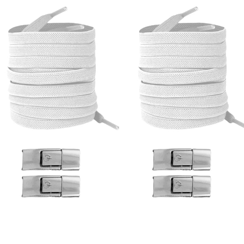 New Without Ties Elastic Laces No Tie Shoe Laces Press Lock Shoelaces Sneaker Kids Adult 8MM Widened Flat Shoelace for Shoes - PrimeNest