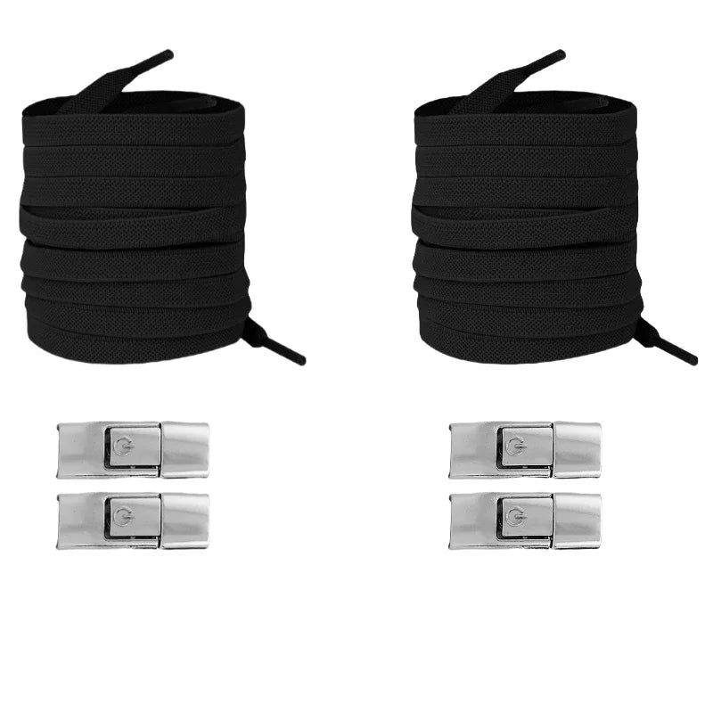 New Without Ties Elastic Laces No Tie Shoe Laces Press Lock Shoelaces Sneaker Kids Adult 8MM Widened Flat Shoelace for Shoes - PrimeNest