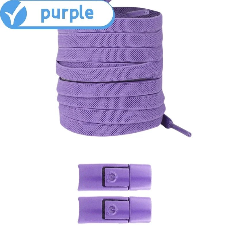 New Without Ties Elastic Laces No Tie Shoe Laces Press Lock Shoelaces Sneaker Kids Adult 8MM Widened Flat Shoelace for Shoes - PrimeNest