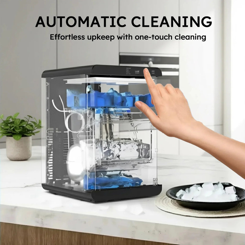 Nugget Ice Maker Countertop 44bs/24H Self-Cleaning Chewable Pellet Ice Machine with Ice Scoop & Basket for Home/Kitchen/Party - PrimeNest
