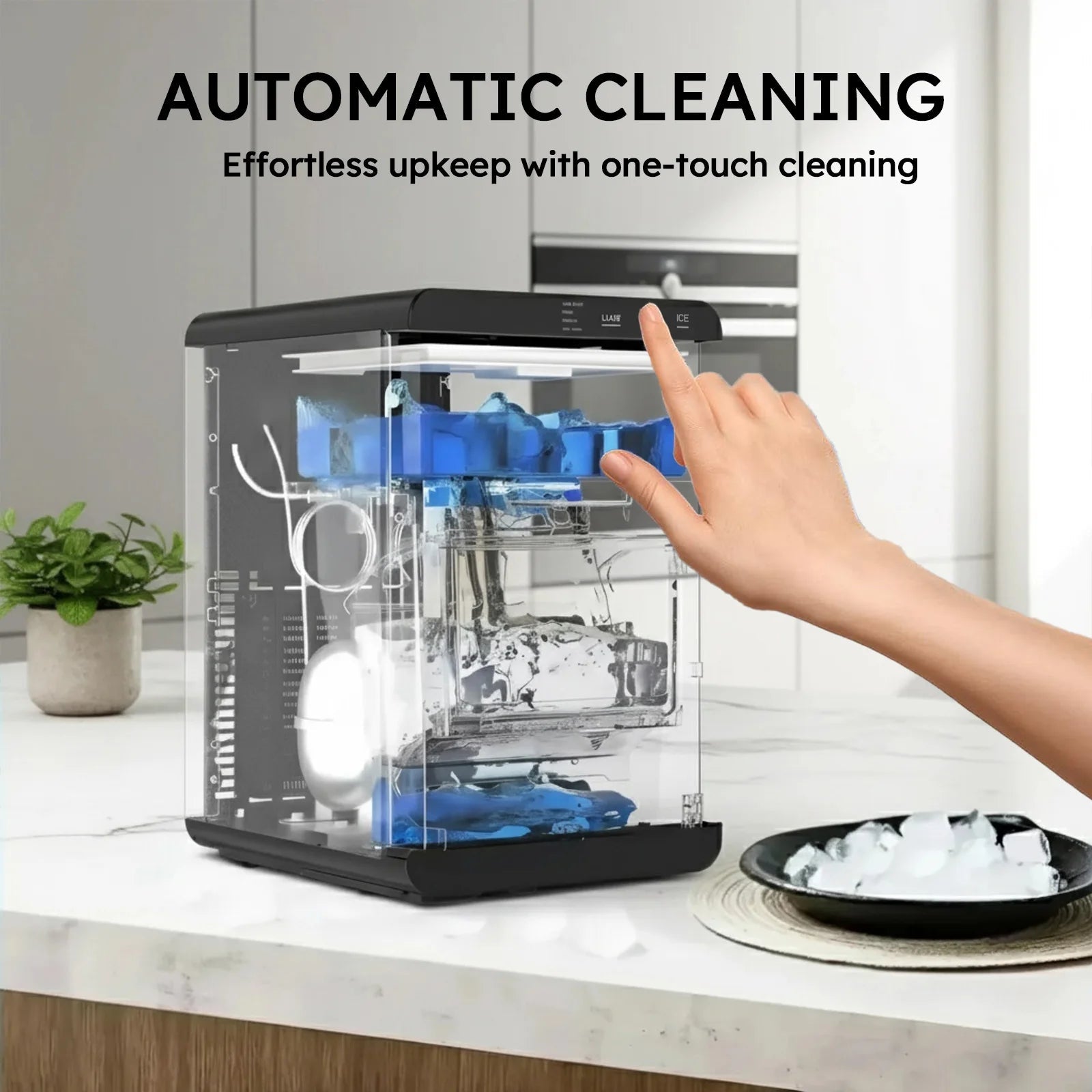 Nugget Ice Maker Countertop 44bs/24H Self-Cleaning Chewable Pellet Ice Machine with Ice Scoop & Basket for Home/Kitchen/Party - PrimeNest