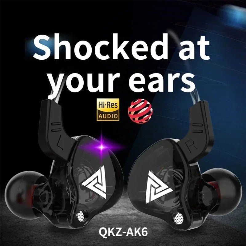 Original QKZ AK6 In Ear Earphone 6 Dynamic Driver Unit Headphone With Mic Stereo Sports HIFI Subwoofer Headset Monitor Earbuds - PrimeNest