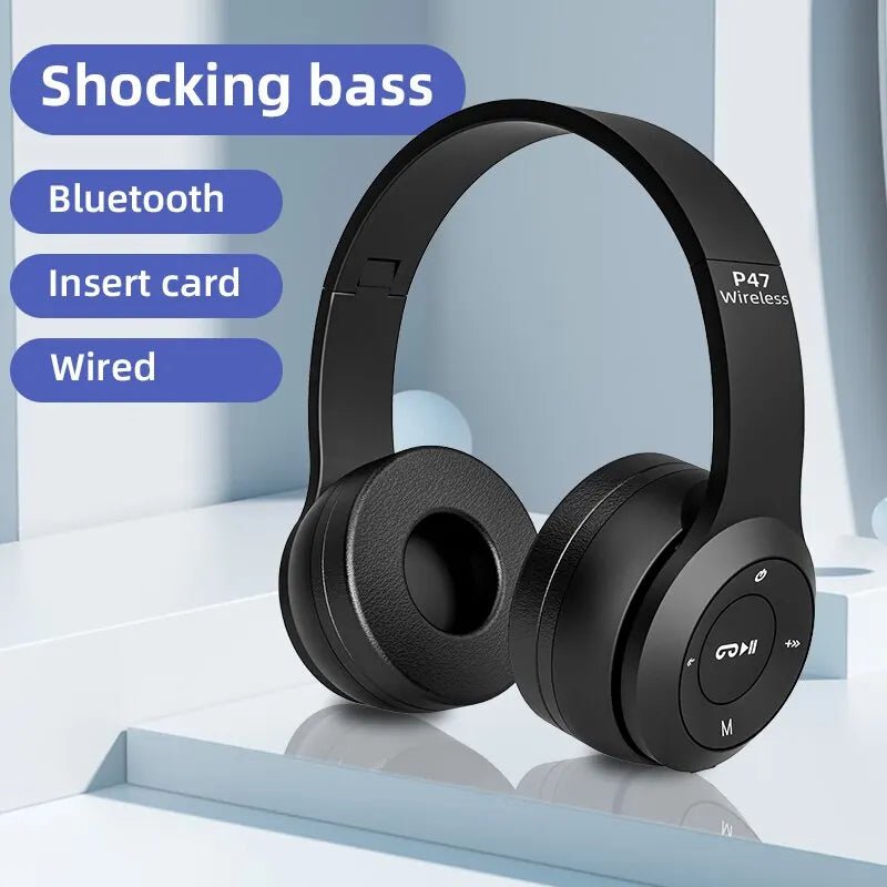 P47 Wireless Headphones Bluetooth 5.0 Earphones Foldable HIFI Stereo Bass for Music Gaming Kid Girl Earphone for Smartphone - PrimeNest