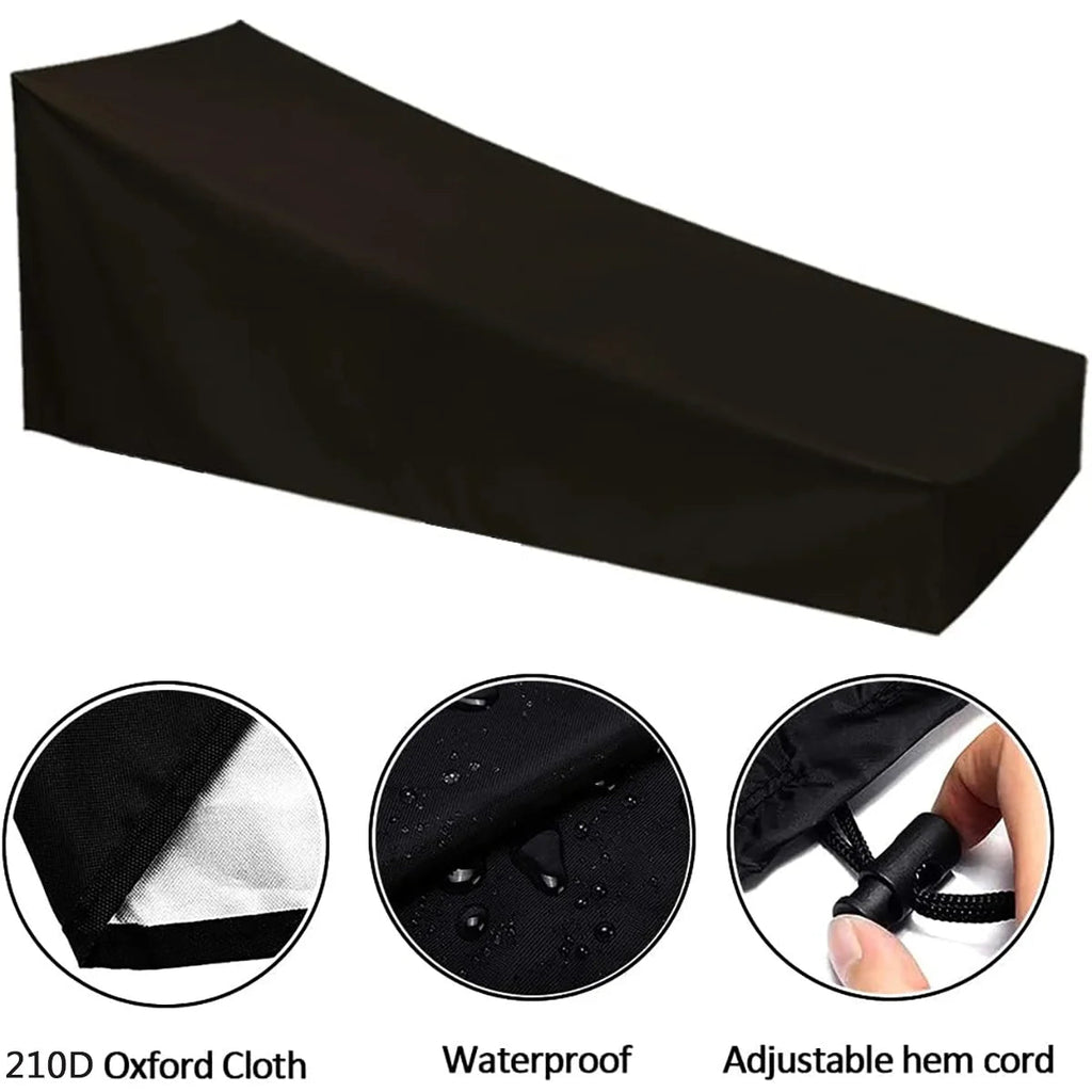 Patio Chaise Lounge Cover, Waterproof Sunlounger Cover, Outdoor Lounge Chair Cover, Anti-UV and Dustproof Lawn Furniture Cover - PrimeNest