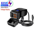PD QC3.0 Motorcycle USB Fast Charger 60W Handlebar Dual USB Socket with Switch Voltmeter Waterproof 12V Power Supply Adapter - PrimeNest