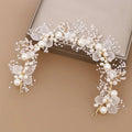 Pearl Flower Crown Headband Bridal Crystal Wedding Headpiece Boho Bride Hair Accessories Floral Crown for Bridesmaid Prom 2025 - PrimeNest